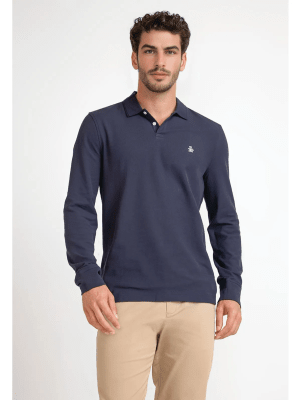 POLERAS POLO MANGA LARGA PIQUE ORGANICO AZUL MARINO V6000N079