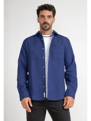 CAMISA CASUAL WAFFLE HOMBRE AZUL V6003N077