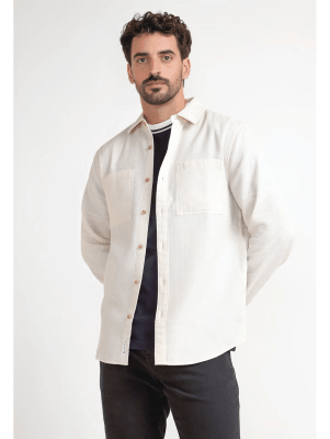 CAMISA CASUAL WAFFLE HOMBRE BEIGE V6003N035