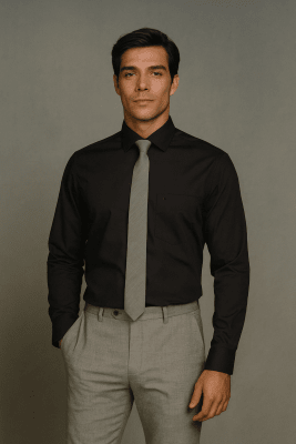 CAMISA LISA HOMBRE NEGRA LI050N009