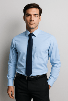 CAMISA LISA TAILORED FIT HOMBRE CELESTE LI060N070