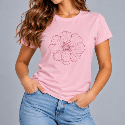 POLERA MANGA CORTA ESTAMPADA ROSA CLARO MUJER LI100N050