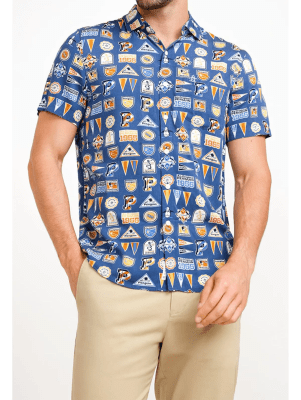 CAMISA MANGA CORTA ECOVERO ESTAMPADA AZUL V6000N077