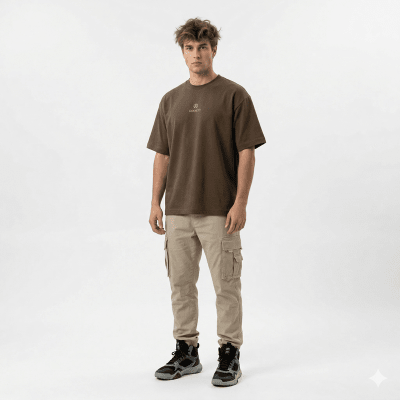 POLERA MANGA CORTA OVERSIZE CHOCOLATE I6000N039