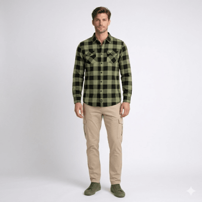 CAMISA MANGA LARGA LEÑADORA VERDE OLIVA I6000N013