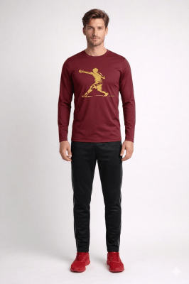 POLERA MANGA LARGA ESTAMPADA GRANATE - BOX I6000N056