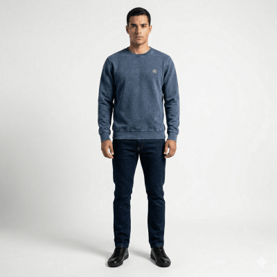 POLERON ACID WASH HOMBRE AZUL DENIM I6000N084