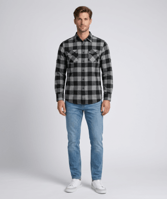 CAMISA MANGA LARGA LEÑADORA GRIS I6000N003