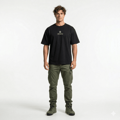 POLERA MANGA CORTA OVERSIZE NEGRO I6000N009