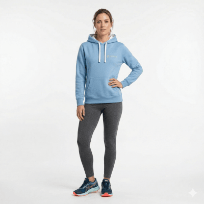 POLERON CON CAPUCHA BICOLOR MUJER CELESTE LI003N070