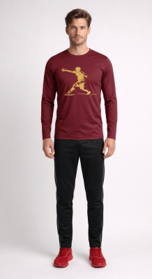 POLERA MANGA LARGA ESTAMPADA GRANATE - BOX I6000N056