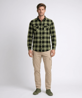 CAMISA MANGA LARGA LEÑADORA VERDE OLIVA I6000N013