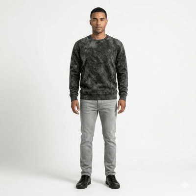 POLERON ACID WASH HOMBRE NEGRO I6000N009