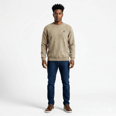 POLERON ACID WASH HOMBRE BEIGE I6000N035