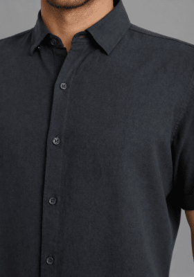 CAMISA MANGA CORTA DE LINO GRIS V7000N004
