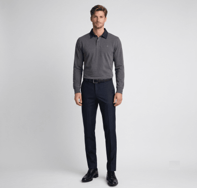POLO MANGA LARGA RUGBY OPOSTO GRIS MELANGE I6001N003