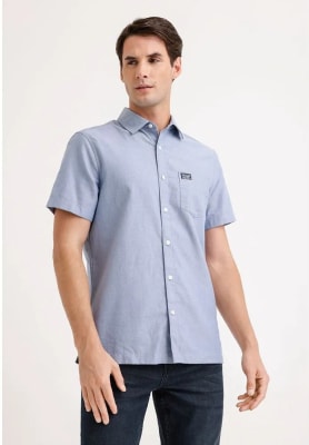 CAMISA MANGA CORTA HOMBRE OXFORD CELESTE V5002N077