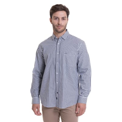CAMISA MANGA LARGA CUADRILLÉ HOMBRE AZUL MARINO REGULAR FIT LI005N079
