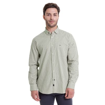 CAMISA MANGA LARGA CUADRILLÉ HOMBRE KHAKI REGULAR FIT LI005N592