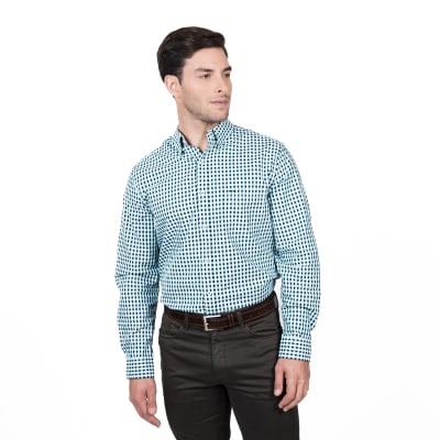 CAMISA MANGA LARGA CUADRILLÉ HOMBRE AZUL MARINO REGULAR FIT LI005N579