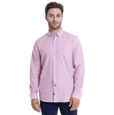 CAMISA MANGA LARGA DOBBY COMFORT FIT HOMBRE ROSADO OSCURO MGLI01016N552