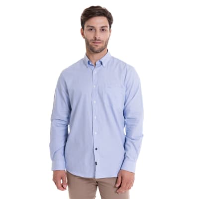 CAMISA MANGA LARGA DOBBY COMFORT FIT HOMBRE CELESTE MGLI01016N570