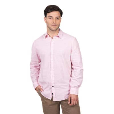 CAMISA MANGA LARGA LINO HOMBRE ROSADA V5040N050