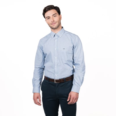 CAMISA MANGA LARGA LISTADA AZUL V5105N577