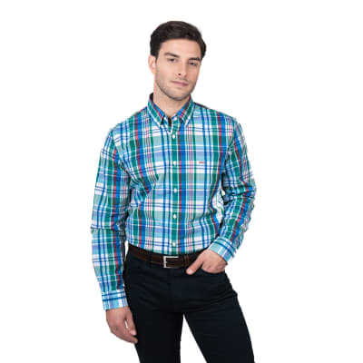 CAMISA MANGA LARGA ESCOCESA VERDE V5140N507