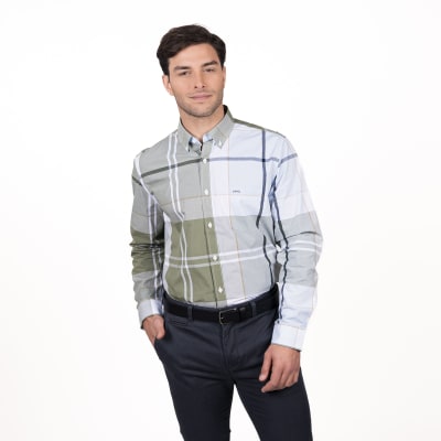 CAMISA MANGA LARGA ESCOCESA VERDE MUSGO V5140N517