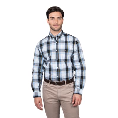 CAMISA MANGA LARGA ESCOCESA AZUL MARINO V5140N582