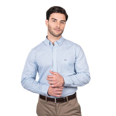 CAMISA MANGA LARGA A CUADROS AZUL V5205N572