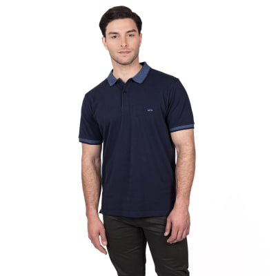 POLERA POLO MANGA CORTA HOMBRE PIQUÉ AZUL V5010N077
