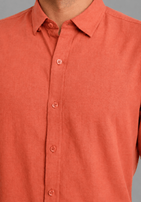 CAMISA MANGA LARGA DE LINO NARANJO V7000N042