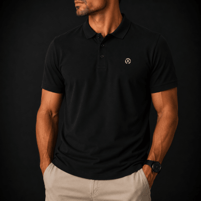 POLO MANGA CORTA PIQUE NEGRA V7000N009