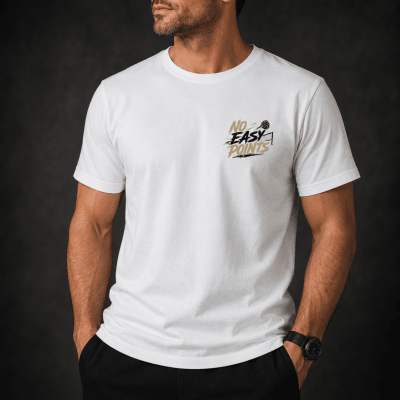 POLERA MANGA CORTA ESTAMPADA NO EASY POINT BLANCA V7001N001