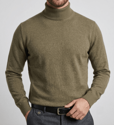 SWEATER CUELLO TORTUGA 100% ALGODON OLIVA I6000N095