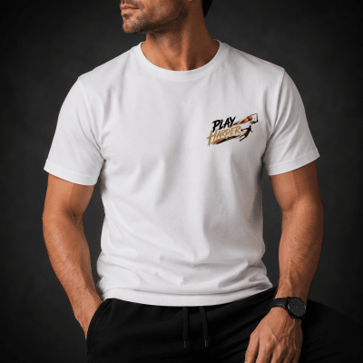 POLERA MANGA CORTA ESTAMPADA PLAY HARDER BLANCA V7001N002