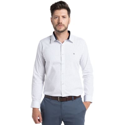 CAMISA TREVIRA ESTAMPADA PARA HOMBRE AZUL PIEDRA I5352N569