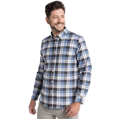 CAMISA OXFORD CUADROS PARA HOMBRE AZUL I5404N577