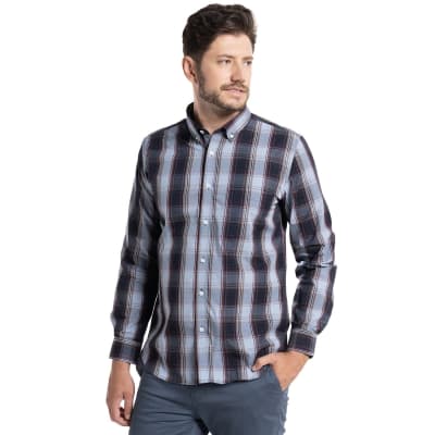 CAMISA A CUADROS PARA HOMBRE CELESTE I5452N572