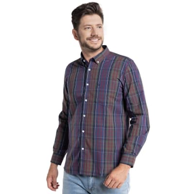 CAMISA A CUADROS PARA HOMBRE AZUL I5452N577