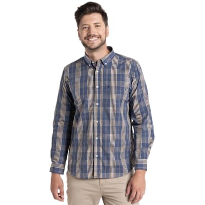 CAMISA A CUADROS PARA HOMBRE AZUL DENIM I5452N584