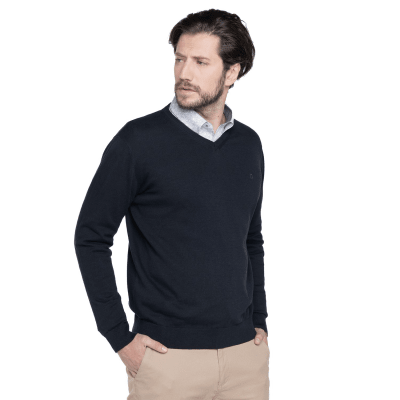 SWEATER CUELLO EN V ALGODÓN NEGRO LI000N009