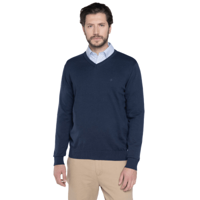 SWEATER CUELLO EN V ALGODÓN AZUL MARINO LI000N079