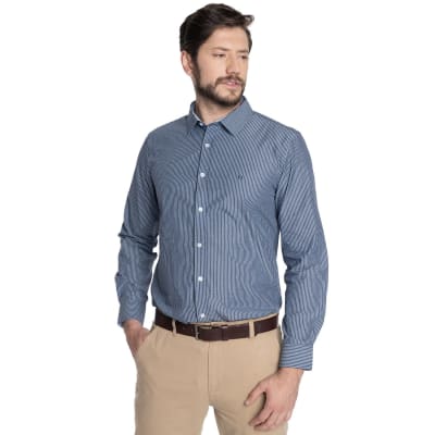 CAMISA LISTADA PARA HOMBRE AZUL V6052N577