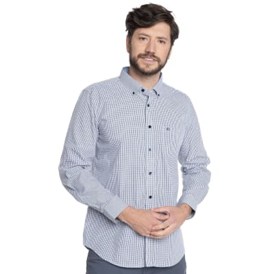 CAMISA TREVIRA A CUADROS PARA HOMBRE AZUL V6053N577