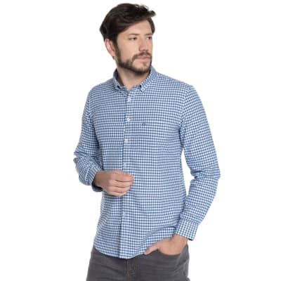 CAMISA A CUADROS PARA HOMBRE AZUL V6070N577