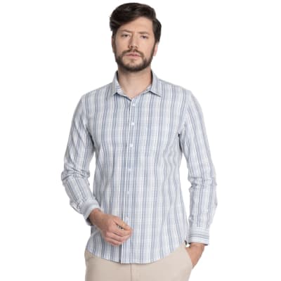CAMISA ESCOCESA PARA HOMBRE CELESTE V6081N570