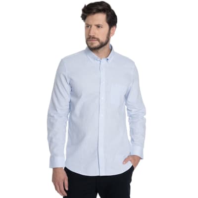 CAMISA LINO HOMBRE CELESTE V6100N071
